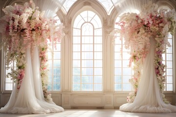 Background wedding with floral generative AI	
