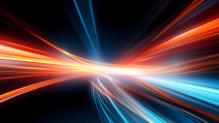 Abstract geometric lines background, technological lines background and light effects, 3D rendering