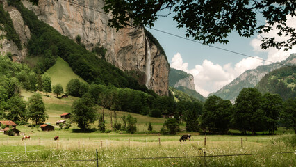 lauterbrunnen, switzerland waterfall landscape