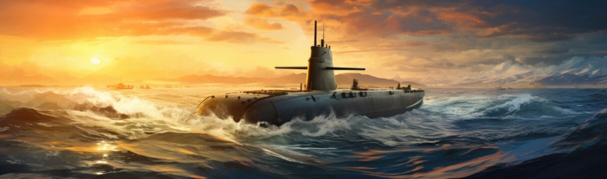 A military submersible deployed in oceanic waters.