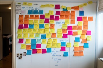Colorful Sticky Notes on Brainstorming Board