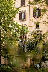 person walking in the garden