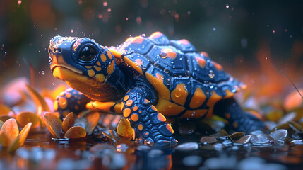colorful baby cute turtle print illustration