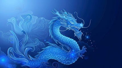 chinese new year blue dragon