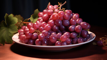 A plate bunch of grapes