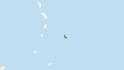 Green Barbados Territory On White and Blue World Map - obrazy, fototapety, plakaty