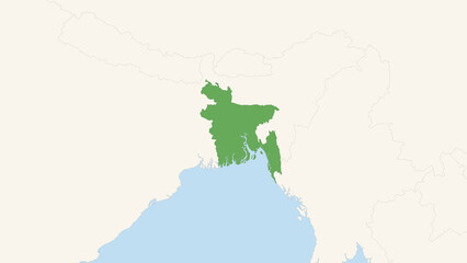 Green Bangladesh Territory On White and Blue World Map