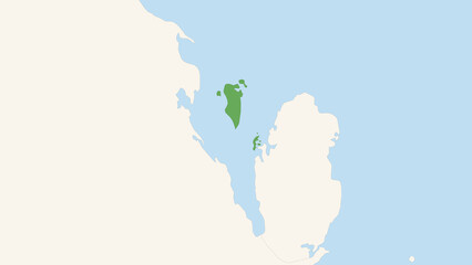 Green Bahrain Territory On White and Blue World Map