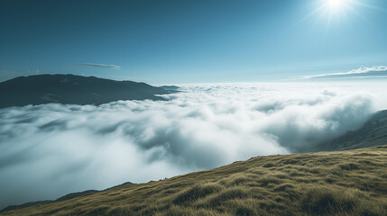 sea ​​of ​​clouds seen from the top of the mountain