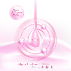  concept of Alpha hydroxy acid , AHA for Skin Care Cosmetic poster, banner design