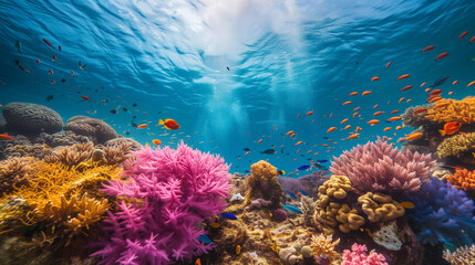 Naklejka premium Colorful coral reef under the sea