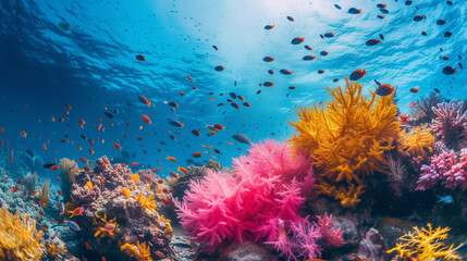 Colorful coral reef under the sea
