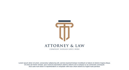 Initial Letter T Pillar Law Firm, Attorney and Law logo design vector element.