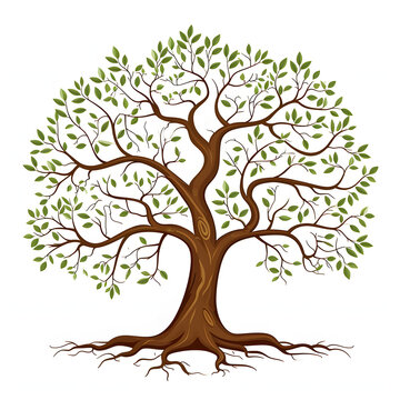 Family tree illustration or prop isolated on white background, photo, png
