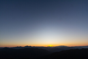 Sunset scenery view and mountain landscape in winter season, Chiang Mai, Thailand