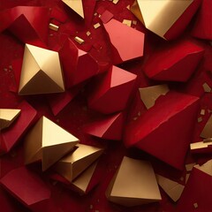 Red with pieces of gold texture background