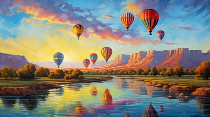 Vibrant hot air balloon festival illuminating the captivating capital city - obrazy, fototapety, plakaty