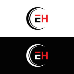 Fototapeta premium EH logo. E H design. White EH letter. EH, E H letter logo design. Initial letter EH linked circle uppercase monogram logo. E H letter logo vector design. top logo, Most Recent, Featured,