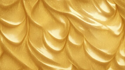 Shiny golden yellow crumpled metallic foil pattern. Seamless gold leaf background texture