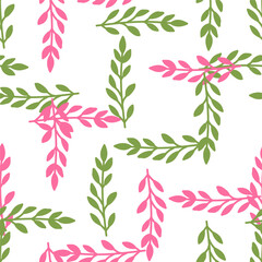Fototapeta na wymiar Elegant botanical wallpaper featuring a seamless pattern of leaves and blossoms