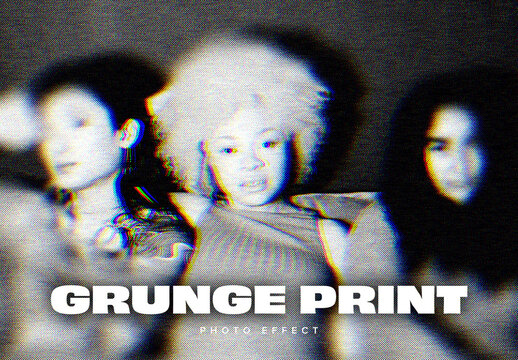 Grunge Print Photo Effect Mockup