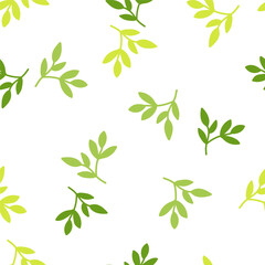 Chic and organic seamless pattern with leaves and herbs.