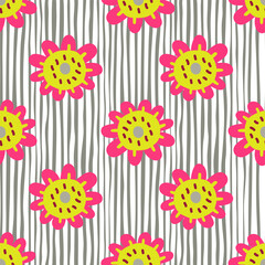 Elegant and colorful abstract flower design in a seamless pattern.