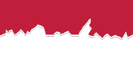 Torn a half sheet of red paper from the bottom. Vector template paper design.