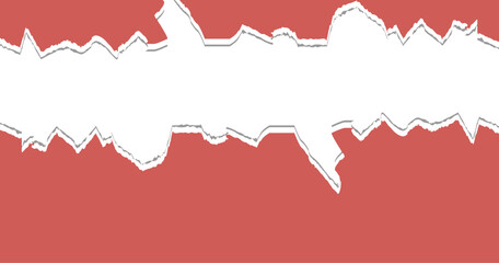 Torn, ripped turquoise and grey paper strips with soft shadow are on white squared background for text. Vector illustration