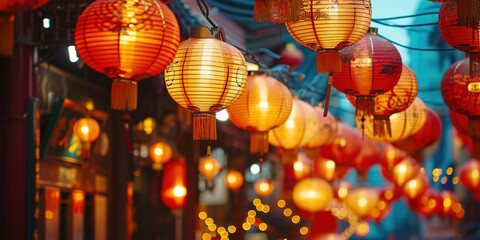 Chinese new year lanterns in china town.