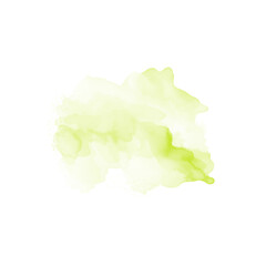 Abstract green watercolor water splash on a white background. Vector watercolour texture in salad color. Ink paint brush stain. Green splatter spot. Watercolor pastel splash