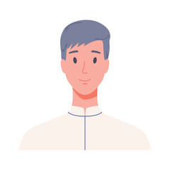 Portrait of a man, front view. Modern flat vector illustration isolated on white background