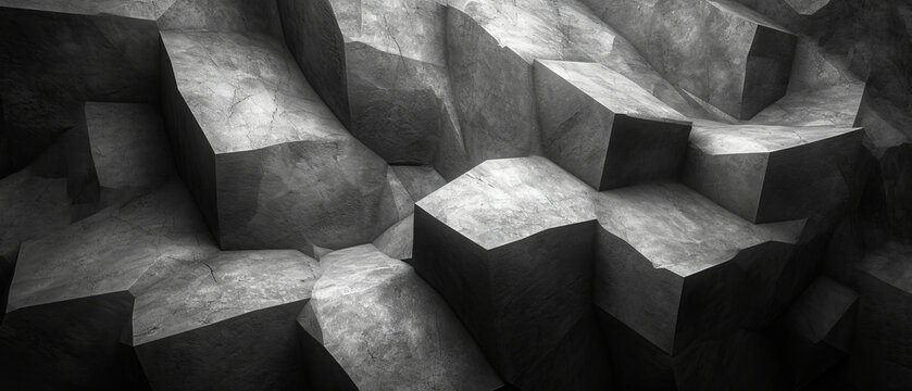 Monochrome Geometric Rocky Landscape © smth.design