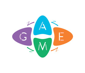 game text on white background. game word concept