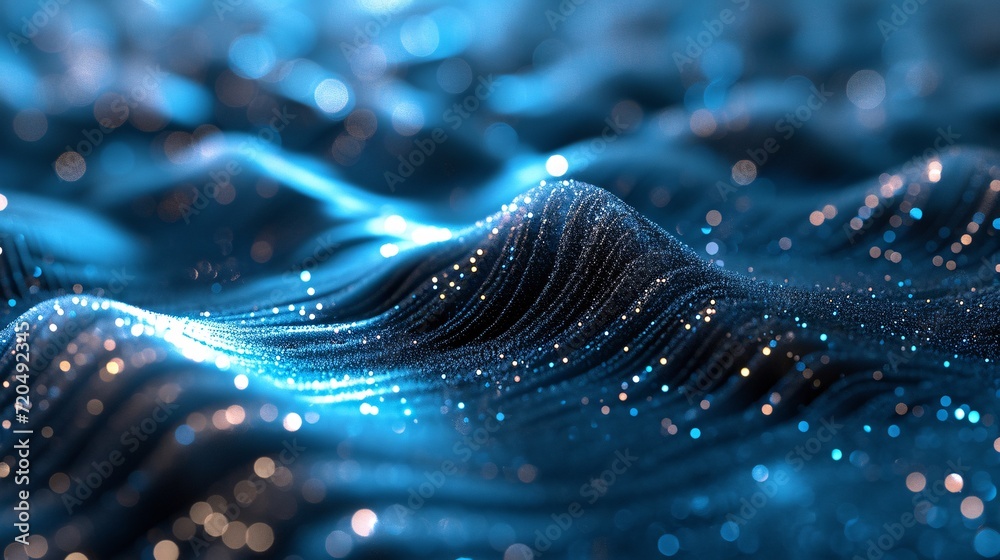 Sticker futuristic circular blue wave on a digital background, utilizing 3d rendering and representing big d