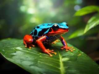 poison dart frog on a leaf