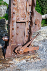 Rustic Steel Part of Old Bridge. Metal construction. Letchworth state park bridge