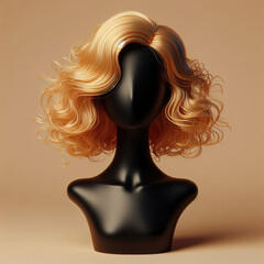 Black Mannequin with a Golden Wig. 3D Cartoon Clay Illustration.