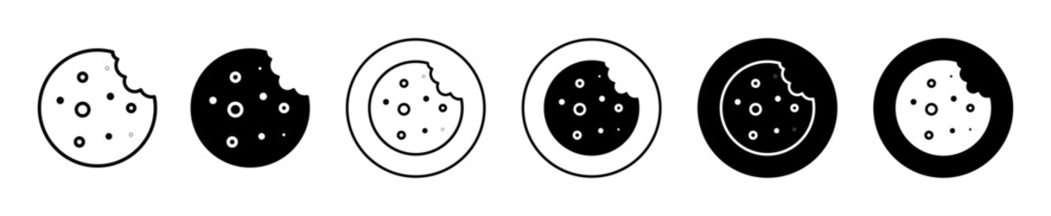 Cookie vector icon set collection. Cookie Outline flat Icon.