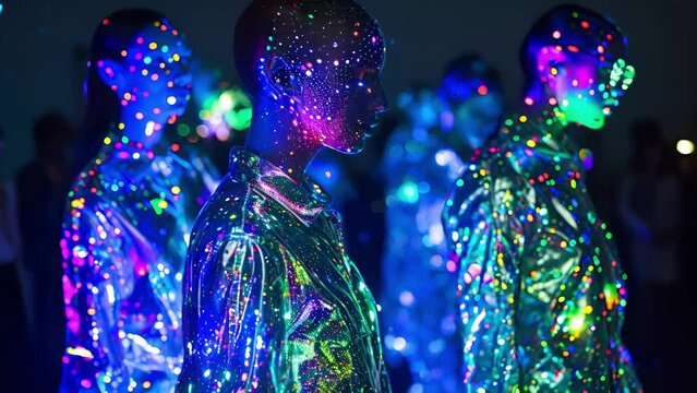 The holographic fashion show brings a new dimension to the fashion world featuring models dd in iridescent holographic fabrics and adorned with shimmering hologram jewelry.