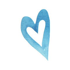 Watercolor blue hearts. Valentine's Day. Colorful watercolor romantic texture. Llovely card