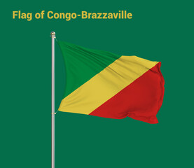 Flag Of Congo-Brazzaville, Congo-Brazzaville flag, National flag of Congo-Brazzaville. pole flag of Congo-Brazzaville.