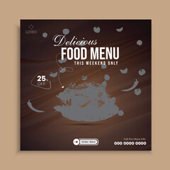 Fast food restaurant business marketing social media post design.