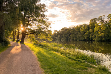 sunset over the river in the afternoon