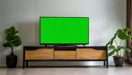 An office scene with a green screen, chair, and plants. Perfect for billboards, TV branding campaigns, and product promotions.