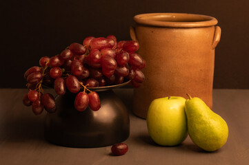 Fruit displayed on a gray kitchen counter.