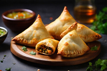 Savor the essence of vegetarian delight with these delectable samsas a special treat of traditional street food. Perfectly golden and irresistibly delicious