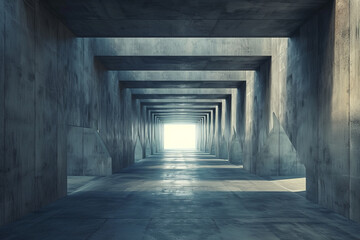 concrete tunnel structure with light at the bottom. 