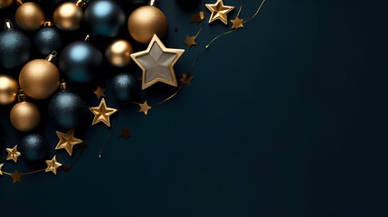 Luxurious Christmas balls on glowing bokeh background, Christmas and New Year minimalistic background