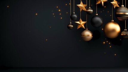 Luxurious Christmas balls on glowing bokeh background, Christmas and New Year minimalistic background